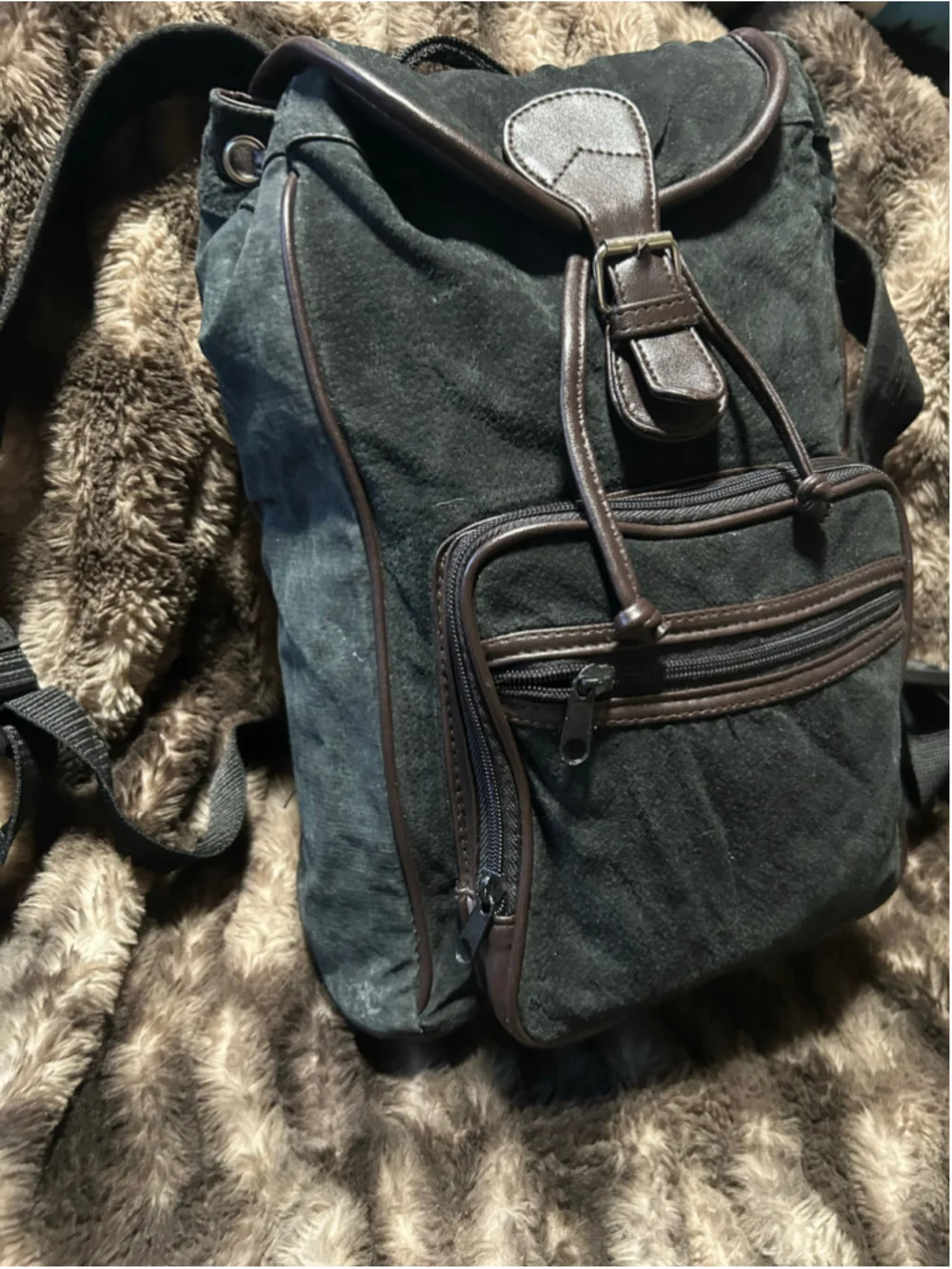 Women's Unbranded Suede Backpack One Size Black and Brown